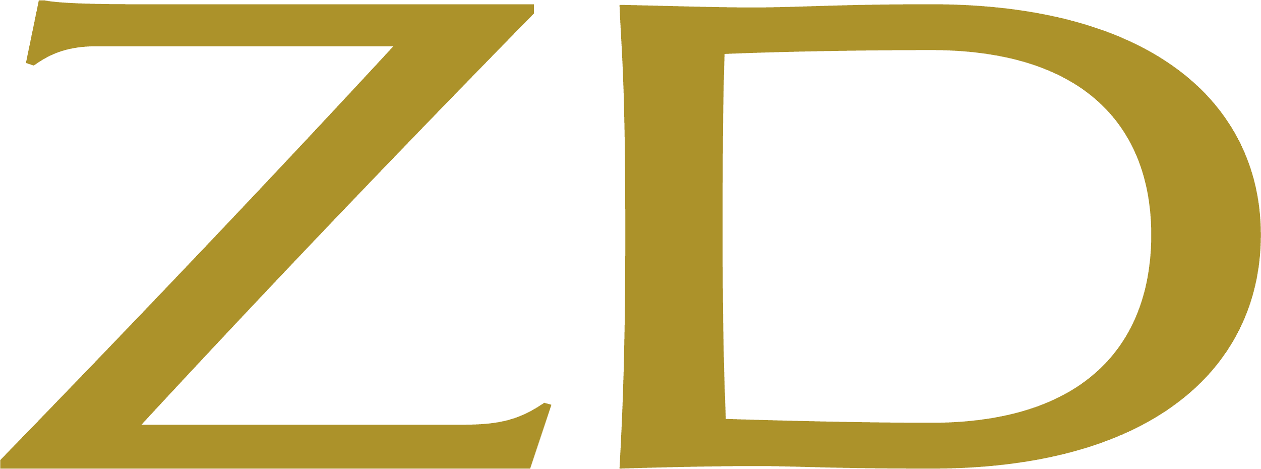 Gold lettering of the initials "zd" in a serif font, displayed on a white background.