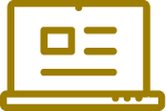 ZD-Asset 21-100H-gold Illustration of an open laptop displaying a webpage with a small rectangle on the left and three horizontal lines on the right.