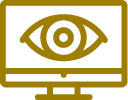 Icon of a computer screen with an eye on it, symbolizing monitoring or surveillance.